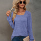 Full Size Heathered Square Neck Long Sleeve T-Shirt