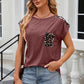 Leopard Round Neck Cap Sleeve T-Shirt