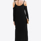 Women's Full Size Valencia Cold-Shoulder Split Dress with Pockets