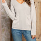 AuroraBlissX V-Neck Long Sleeve Knit Top with Pocket