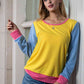 Contrast Round Neck Long Sleeve Top