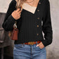 Asymmetrical Neck Decorative Button Top