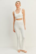 Kimberly C White Waffle Tank and High Waist Flare Pants Set *