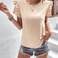 LAQUITETA Ruffle Trim Short Sleeve Round Neck Blouse