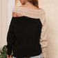 Asymmetrical Long Sleeve Two-Tone Cutout Sweater