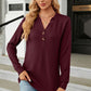 Full Size V-Neck Long Sleeve Blouse