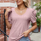 Eyelet Ruffled Round Neck T-Shirt