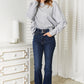 Double Take Light Gray Full Size Seam Detail Round Neck Long Sleeve Top
