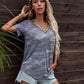 Glitter V-Neck Short Sleeve Tee Shirt