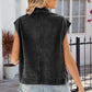 Pocketed Button Up Sleeveless Denim Jacket
