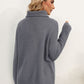 Slit Turtleneck Dropped Shoulder Sweater