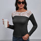 Lace Trim Long Sleeve Round Neck Tee