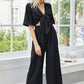 KenyaBay Tie Front Cutout Wide Leg Jumpsuit