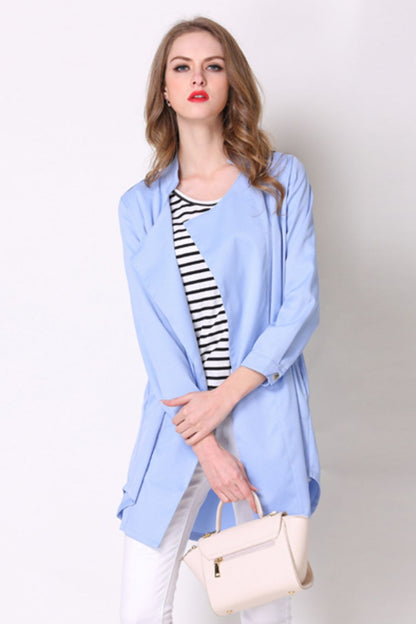 Women's Full Size Open Front Longline Trench Coat