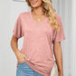 Ruched V-Neck Short Sleeve T-Shirt