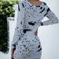 Printed Boat Neck Long Sleeve Dress