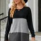 Color Block Round Neck Long Sleeve T-Shirt