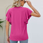 Women's JAYLEEN Full Size Notched Neck Flutter Sleeve Tee