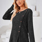 Hannah Mea Ribbed Buttoned Round Neck Slit T-Shirt