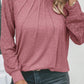 Heathered Round Neck Long Sleeve T-Shirt