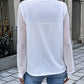 Quarter Button Round Neck Long Sleeve Blouse