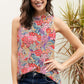 OCEAN CHIC Full Size Floral Mock Neck Tank Top