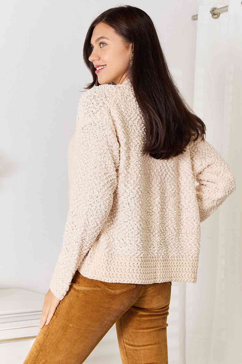 Double Take Open Front Long Sleeve Cardigan *