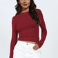 AuroraBlissX Backless Round Neck Long Sleeve Blouse