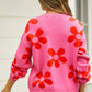 Hannah&Mea Floral Print Round Neck Dropped Shoulder Pullover Sweater