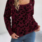 BodaciousBabe Leopard Buttoned Square Neck Sweater