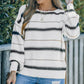 Full Size Striped Drop Shoulder Ribbed Cuff Sweater
