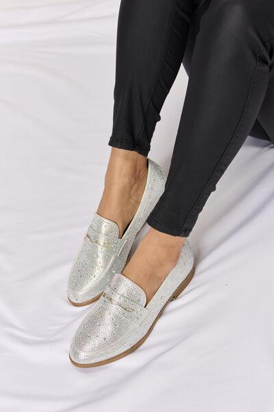 Forever Link Silver Rhinestone Point Toe Loafers