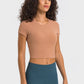 Women's Round Neck Short Sleeve Cropped Sports T-Shirt