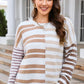 Beautiful Browns Striped Round Neck Dropped Shoulder Sweater 🦋