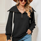 Half Zip Lantern Sleeve Sweatshirt