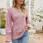 Pretty Purples Eyelet V-Neck Smocked Flounce Sleeve Blouse