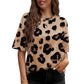 Women's Animal Print Dropped Shoulder Round Neck T-Shirt