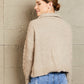 Woven Right Half Zip Mixed Knit Collared Sweater