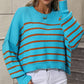 Striped Dropped Shoulder Round Neck Pullover Sweater