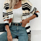 Striped Open Front Drop Shoulder Cardigan