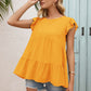 Women's Round Neck Flutter Sleeve Tiered Blouse