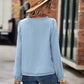 Full Size Swiss Dot V-Neck Long Sleeve Blouse