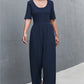 Women's Scoop Neck Half Sleeve Wide Leg Jumpsuit