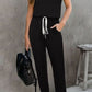 Drawstring Round Neck Sleeveless Jumpsuit