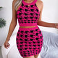 Abigail Houndstooth Sleeveless Top and Skirt Sweater Set