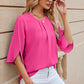 Round Neck Slit Half Sleeve Top
