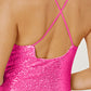 Women's DentaCosmo Sequin Spaghetti Strap Mini Wrap Dress