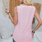 Eyelet Decorative Button V-Neck Tank
