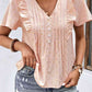 Printed Ruffle Trim Pleated Detail Blouse