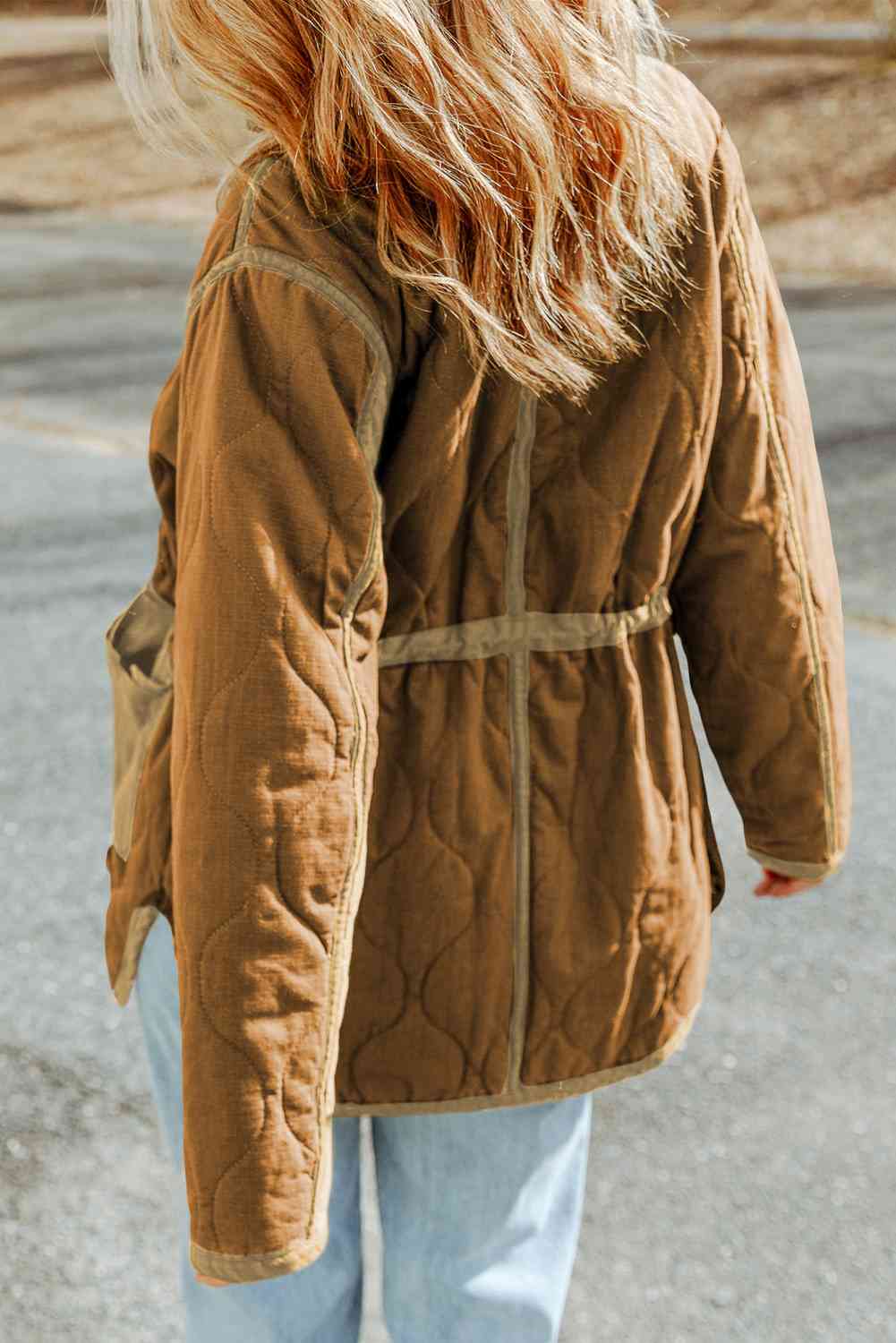 Full Size Drawstring Waist Zip-Up Jacket